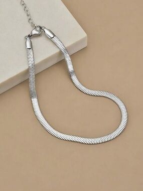 Classic Silver Herringbone Bracelet for Women